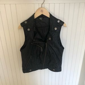 Zara black faux leather vest